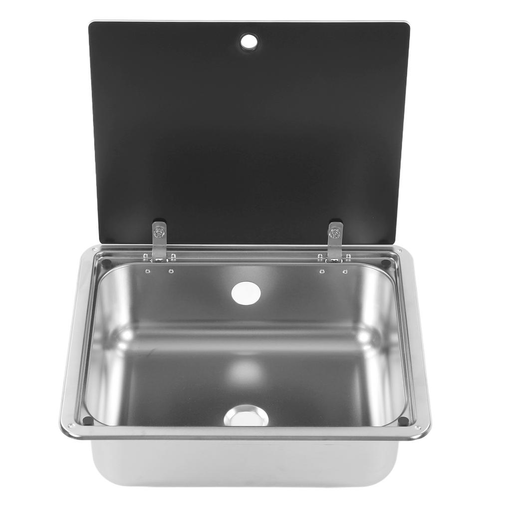 Kitchen Sink 304 Stainless Steel Flat Smooth Surface Easy Clean Square Water Sink for RV Yacht Bathr