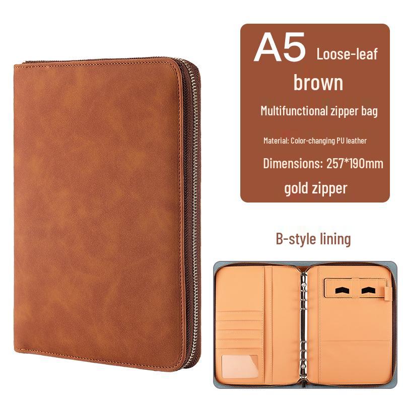 Custom Business Notebook with Zipper Bag - Multifunctional A6/B5 Notepad & Manager Folder