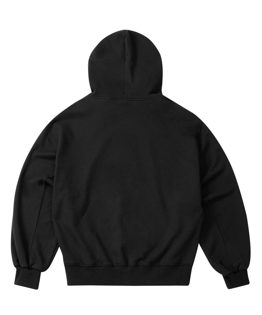 Moo Graphic Balloon Over Zip-Up Hoodie - Black
