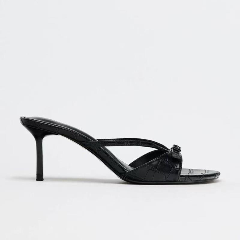 

Модные женские туфли на высоком каблуке, шлепанцы, дизайнерские туфли на каблуке, летние модные сандалии 2025, туфли-лодочки, неглубокие, сексуальные шлепанцы, шпильки, женская обувь 40 чёрный