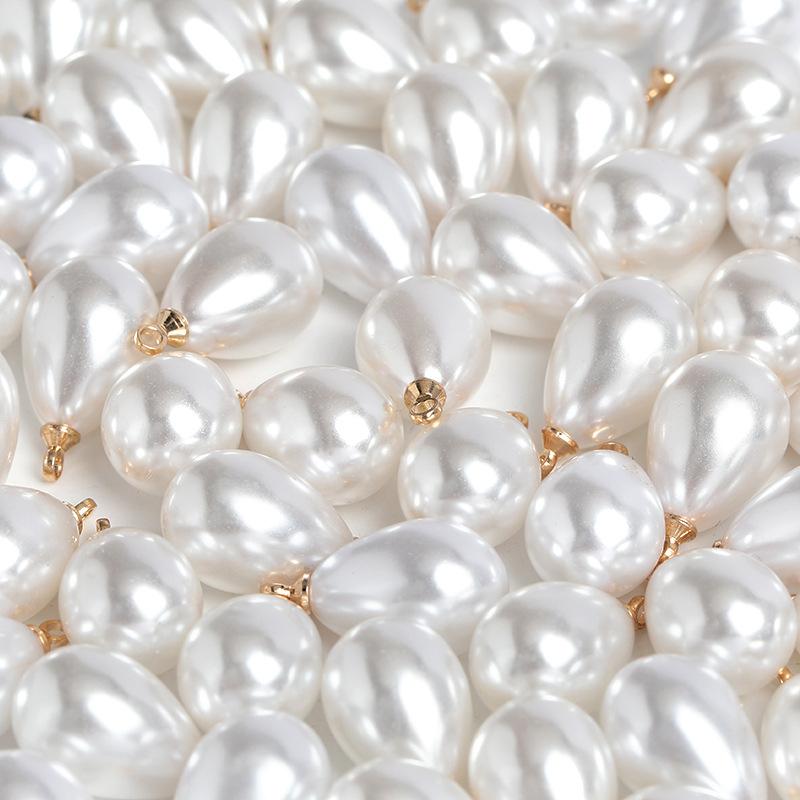 10Pcs Imitation Pearl Drop Pendant Environmentally Friendly Highlight ABS Gold DIY Earrings Crafts Zipper DIY Making Findings