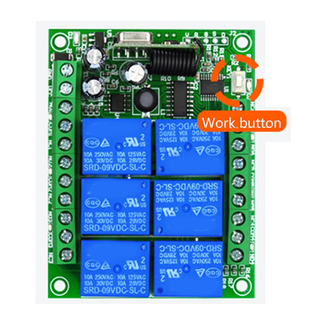 315Mhz 433Mhz RF Remote Control Wireless Switch DC 12V-36V 6CH 6 Way Relay Receiver and 6CH Transmitter for Door Lock