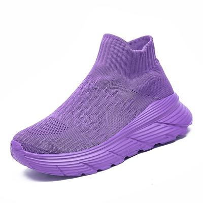 Purple High Top Sock Sneakers For Men Fashion Platform Men's Running Shoes Lightweight Breathable Knit Casual Sports Shoes Women
