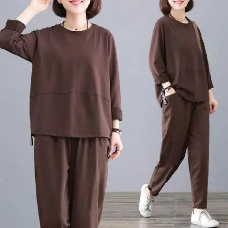 Spring, Autumn and Winter Suits, Plus Size Women's Casual Suits, Women's Autumn Solid Color Sportswear, Fashionable Two-piece Suits for Women