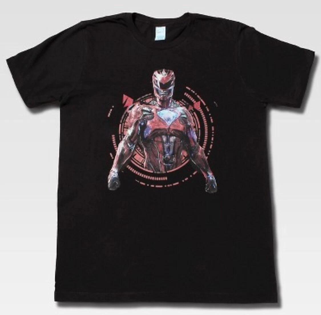 New Licensed Power Rangers Red Ranger Black XL Men s Short Sleeve T-Shirt S