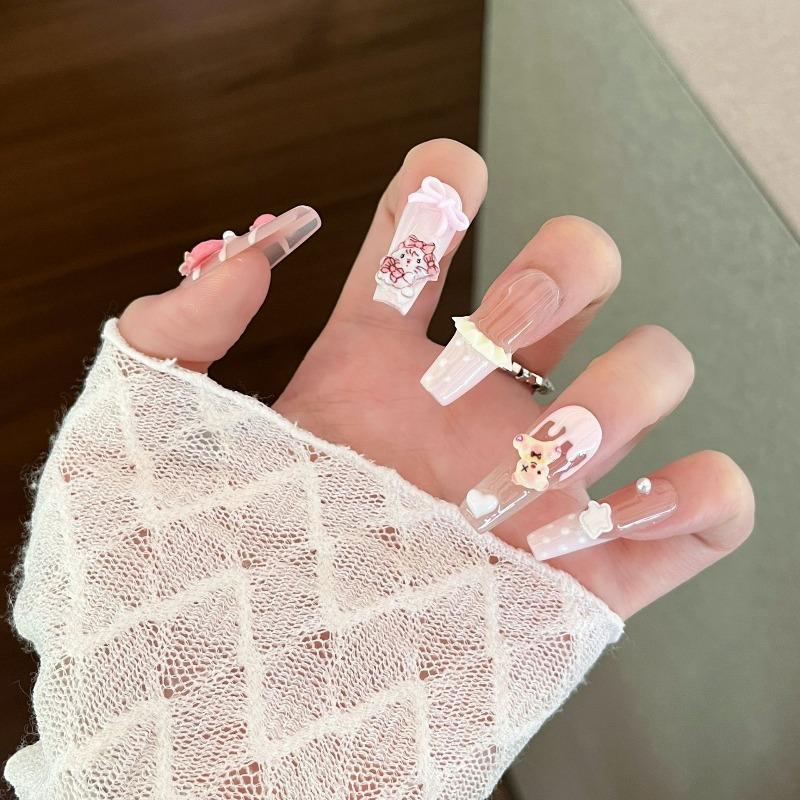 Cat's Eye Wearing Nail Pure Hand-made Nail Piece Fake Nail Wearing Nail Piece Advanced Sense Thin Dog Long