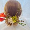 Calla Lily Orange Hair Ornament, Dried Flower, Mizuhiki (decorative Cord), Gold Leaf, for Coming-of-Age Ceremony, Traditional Japanese Attire,