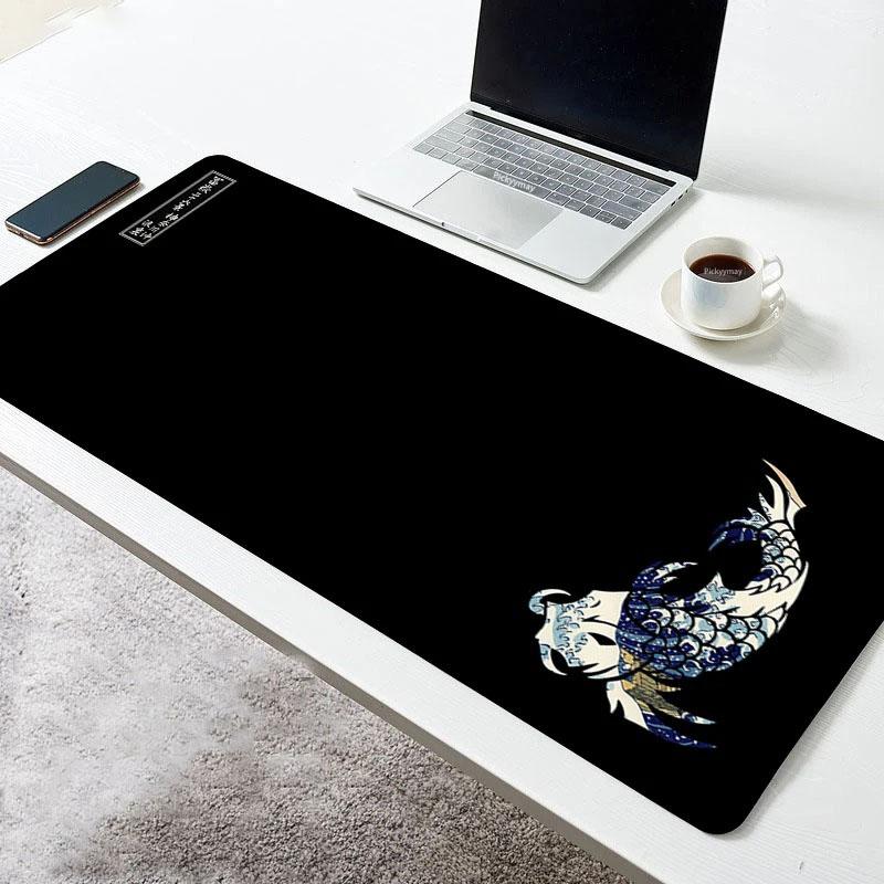 Japanese Great Wave Off Mouse Pad Large Mousepad Keyboards Gamers Deskpad Computer Laptop Keyboard Rubber Stitched Edges Mat