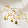 Stainless Steel 18K Gold Pendant Love Necklace Zircon Emerald Vintage Clavicle Chain Snake Bone Chain