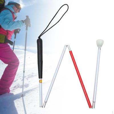 Biała Laska Składana dla Niewidomych Lekka Stop Aluminium Kij Trekkingowy 4-sekcyjny 112 cm