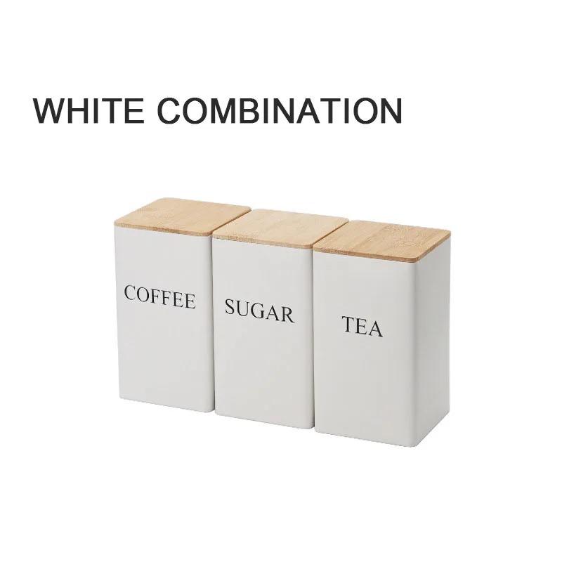 Kaffeebohnenaufbewahrung mit Bambusdeckel, Metall-Teedosen im schlichten Stil, Küchenzubehör