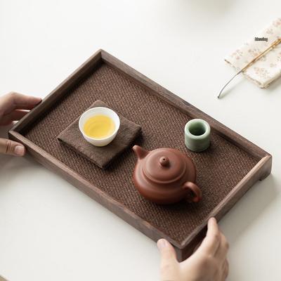 Light Luxury Chinese Walnut Wood Tray: Retro Dinner Plate, Fruit Bowl, Tea Tray, Coaster, Tea Set Accessory