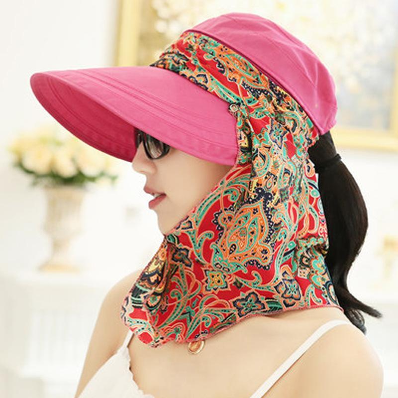 Hat Women's Sun Hat Summer Sunscreen Foldable Summer Sun Hat Outdoor Cycling Big Edge Face Cover Sun Hat