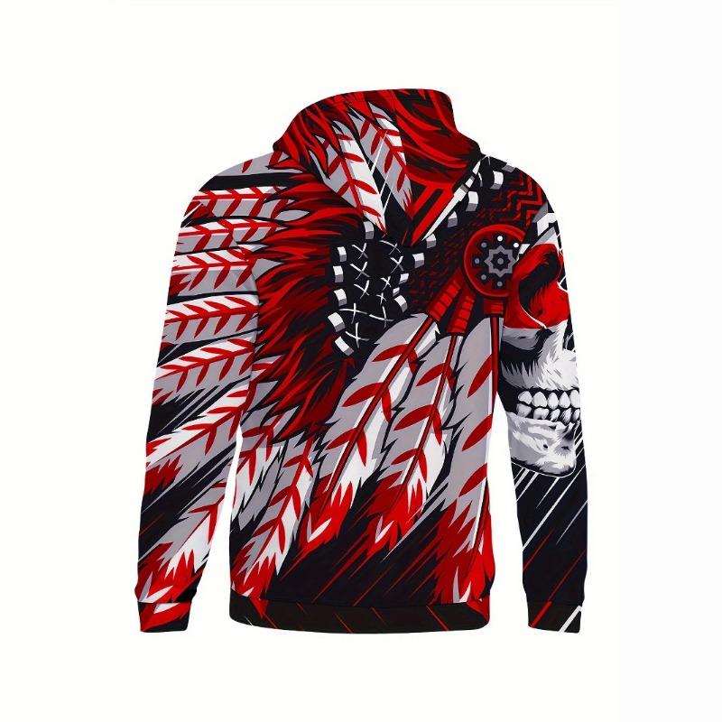 Autumn Winter Plus Size Hoodie 3D Digital Print Tree Tiger Skeleton Fish Print Plus Size Loose Casual Pullover Hoodies & Sweatshirts Men’