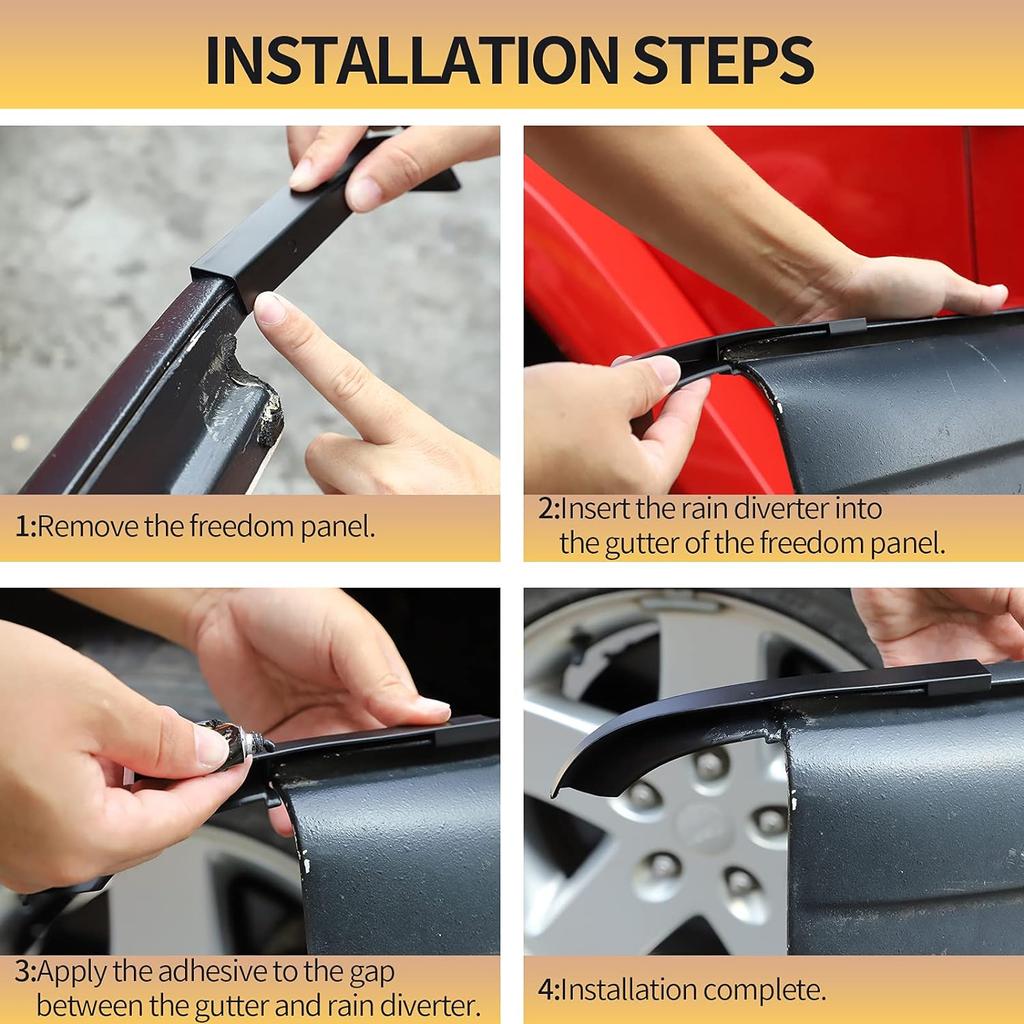 ABS Auto Hardtop Regenrinnenableiter Tropfschienenverlängerungen Dachwasserschutz Ableitkanal Schutz für Jeep Wrangler JK 07-17
