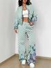 Retro Flower Explosion Autumn and Winter New European and American Women's Clothing Small Daisy Printing Suit Women