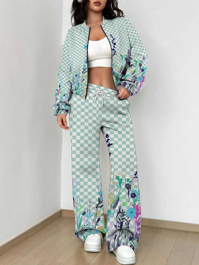 Retro Flower Explosion Autumn and Winter New European and American Women's Clothing Small Daisy Printing Suit Women
