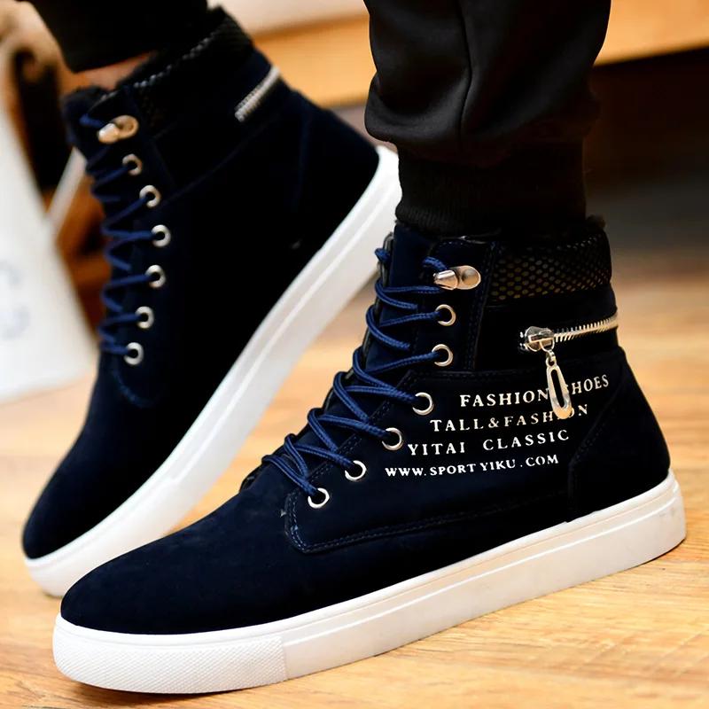 Модные зимние высокие мужские туфли из кожи — фото 5