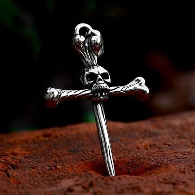 Moda Vintage Crânio Cruz Punk Mens Pingente Colar Hip Hop Biker Steampunk Jóias