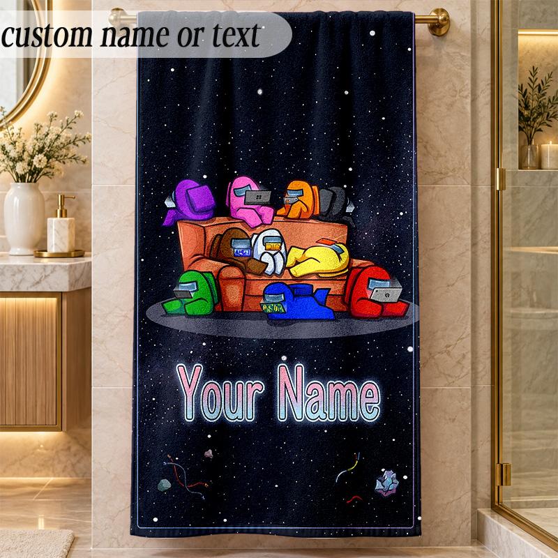 Beach TowelAmong Us Custom Name Text Personalized Soft Towel for Beach Pool Indoor Home Decor Gift