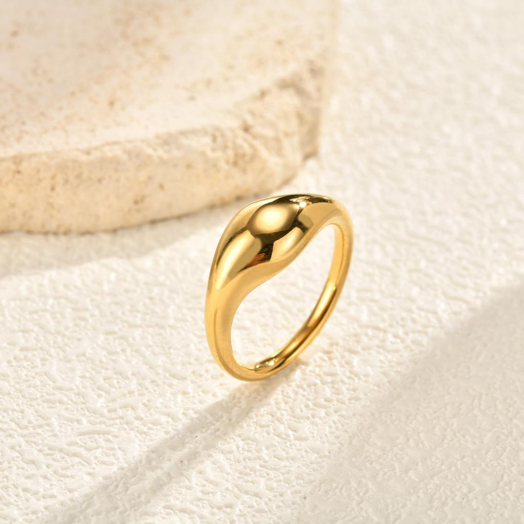 Vnox Gold Plated Flowing Glossy Ring for Women Girl, Irregular Simple Classic Light Luxury Minimalist Dainty Band Jewelry Gift