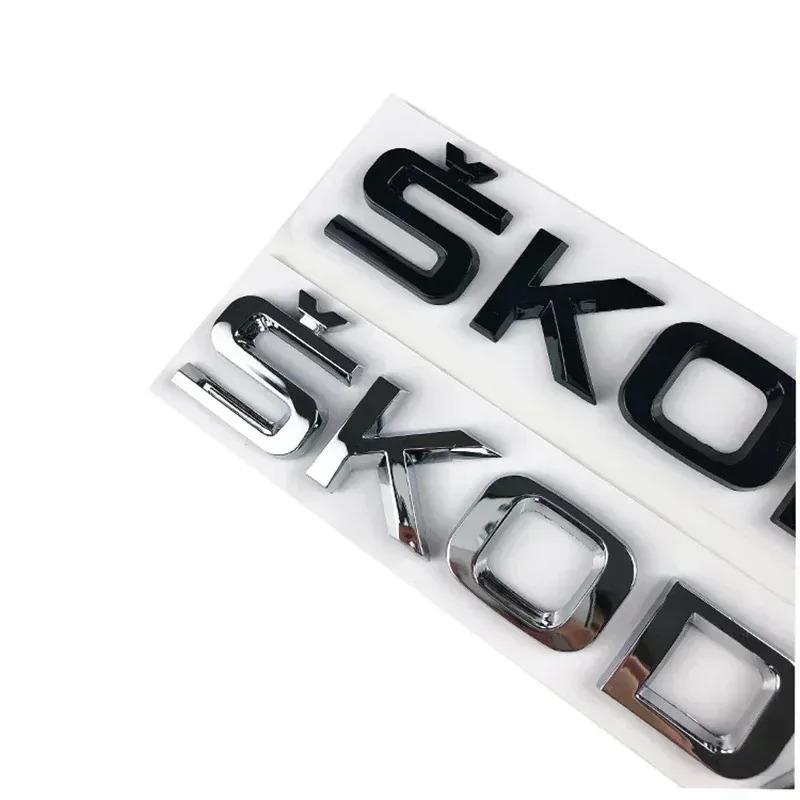 JIYQ3 ABS Letter Emblem Sticker for Skoda RS Fabia Yeti Superb Octavia Kodiaq Karoq Tour Rapid Car Rear Trunk Badge Auto Accessories