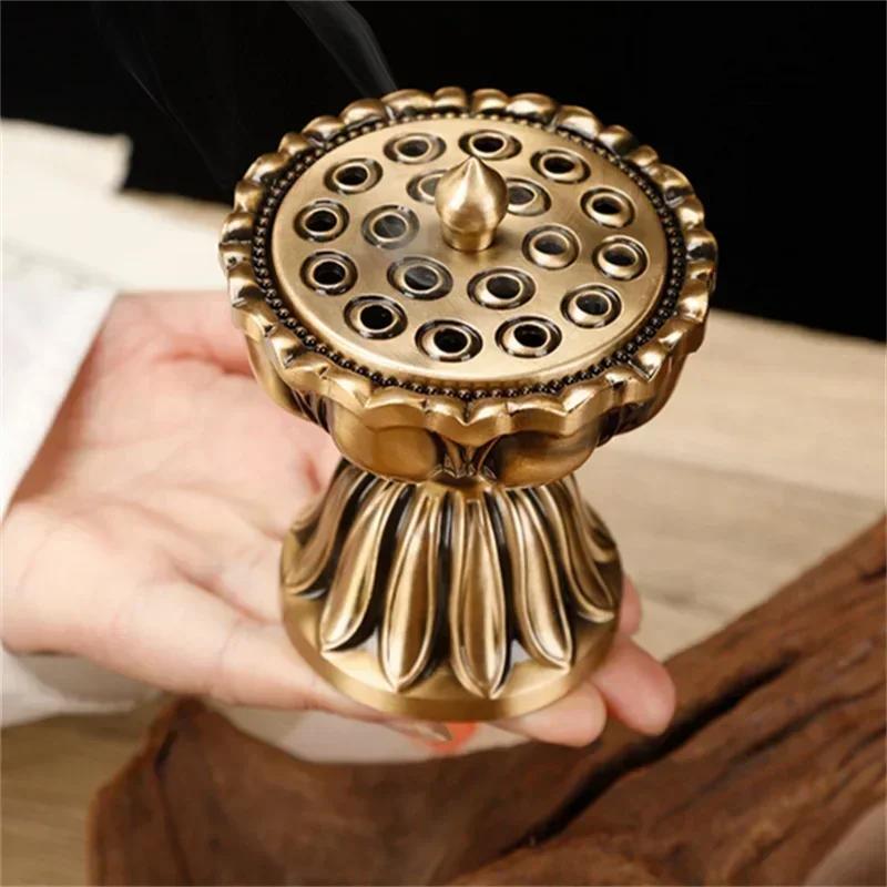 Copper Lotus Purecopper Zen Chinese Incense Burner Pure Copper Antique Old Treasure Lotus Lamp Sandalwood Incense Burner Incense
