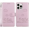 For iPhone 16 Pro Max Case RFID Blocking Kitten Pattern TPU+PU Leather Phone Cover