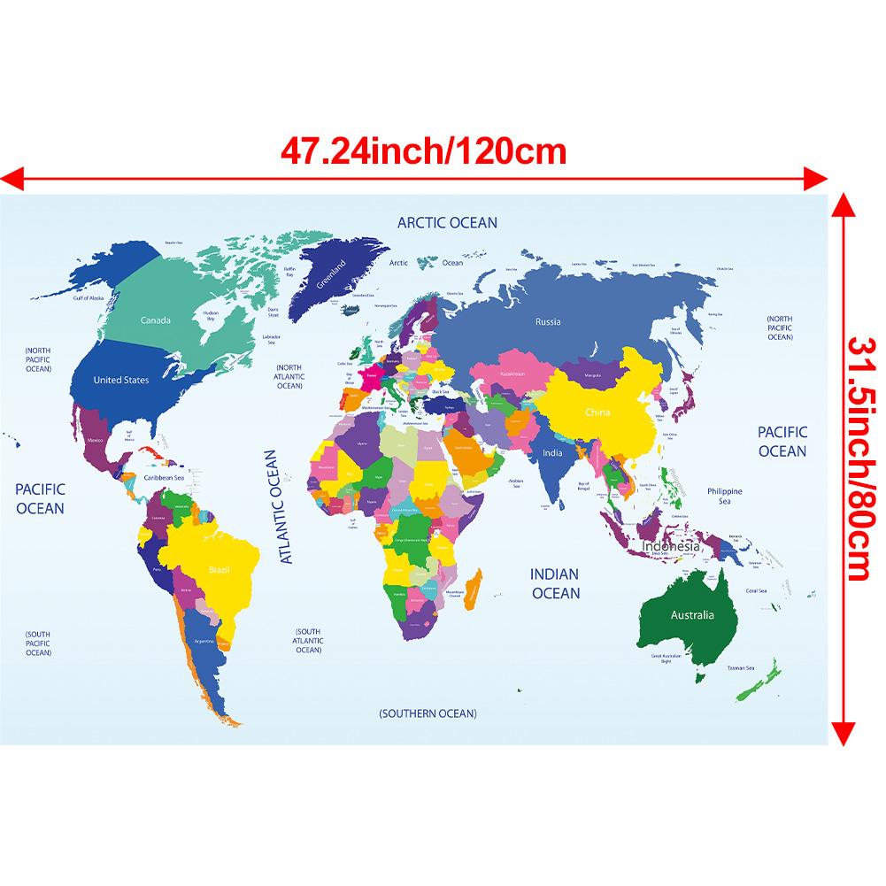 The World Map Decorative Poster Spray Canvas Painting Wall Art Decor School Supplies Living Room Home Decoration