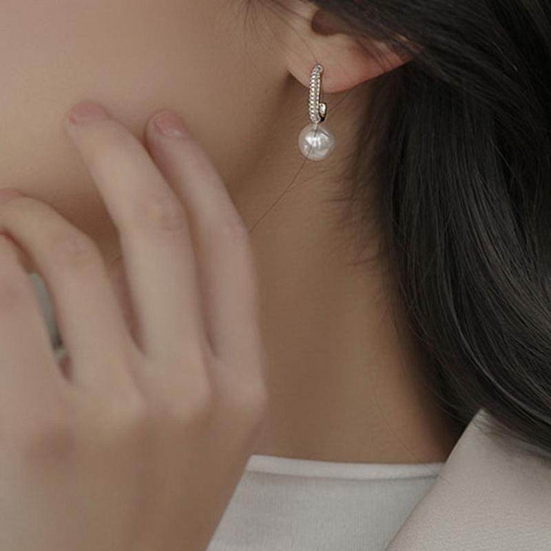 Elegant Imitation Pearl Drop Earrings For Women Shiny Rhinestone Exquisite Studs Wedding Party Jewelry Gifts