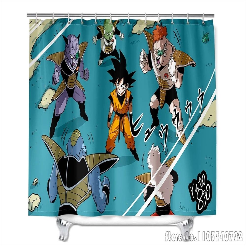 Anime Dragon Ball Burdock Broli Goku Vegeta Iv Bath Shower Curtain Waterproof 3D With Hooks For Kids Bathroom Bathtub Decoration