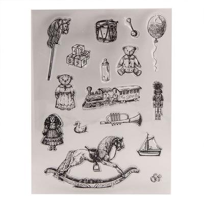 Clear Silicone Stamps for Card Making Scrapbooking, Toy Bear Stamp, Balloon Stamp, Toy Train Stamp Hobby Horse Stamp