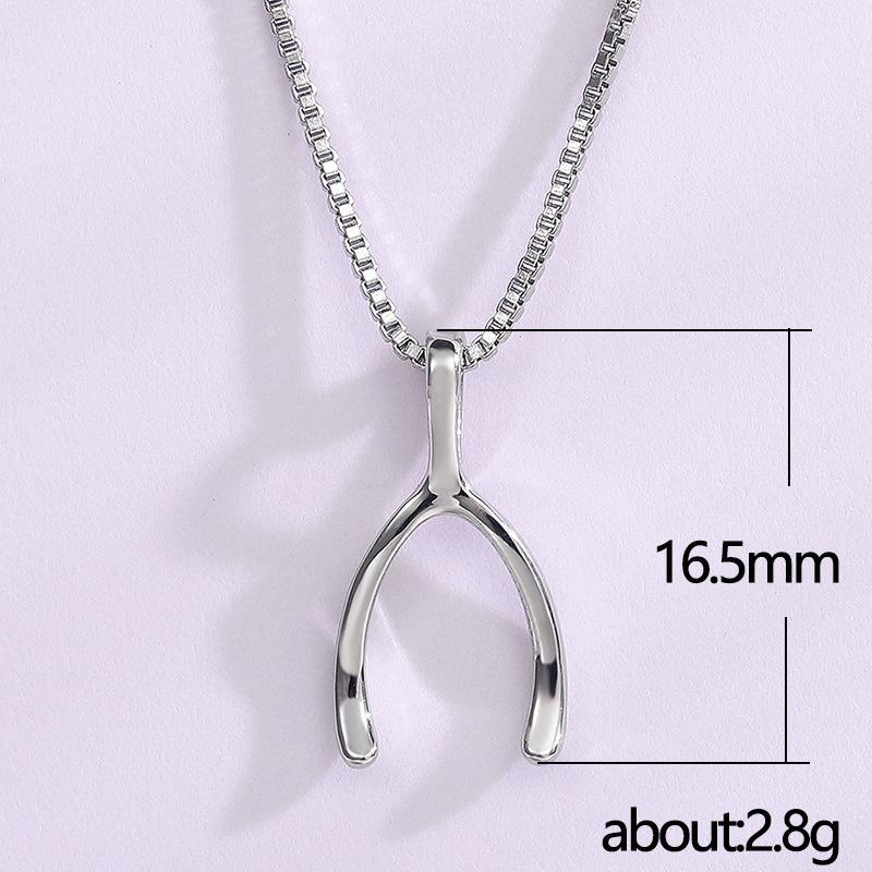 European-Style Simple Herringbone Necklace for Women: Fashionable and Versatile Wishbone Collarbone Chain Jewelry