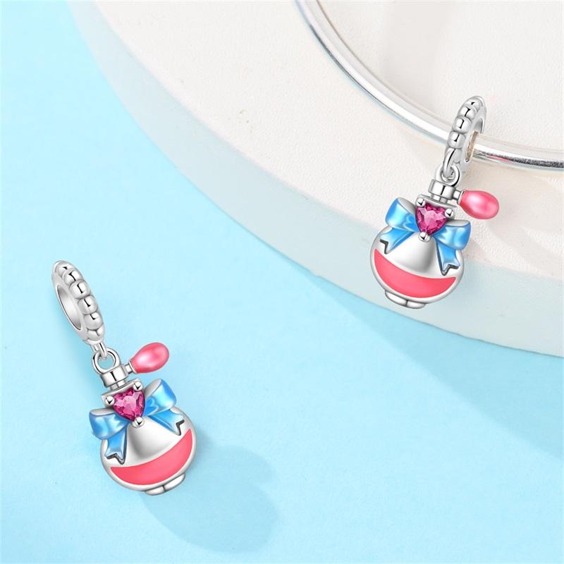 Copper Charms Blue Princess Dress Perfume Bottle Pink Bag Beads Pendant Fit Original Bracelet Diy Jewelry For Women