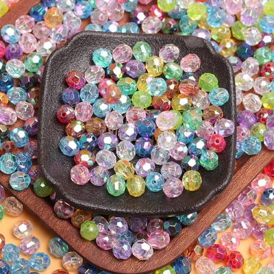 6/8mm 100/40Pcs Acrylic Hand Beaded Diy Beads Material Color Beads Accessories Transparent Symphony AB Round Beads