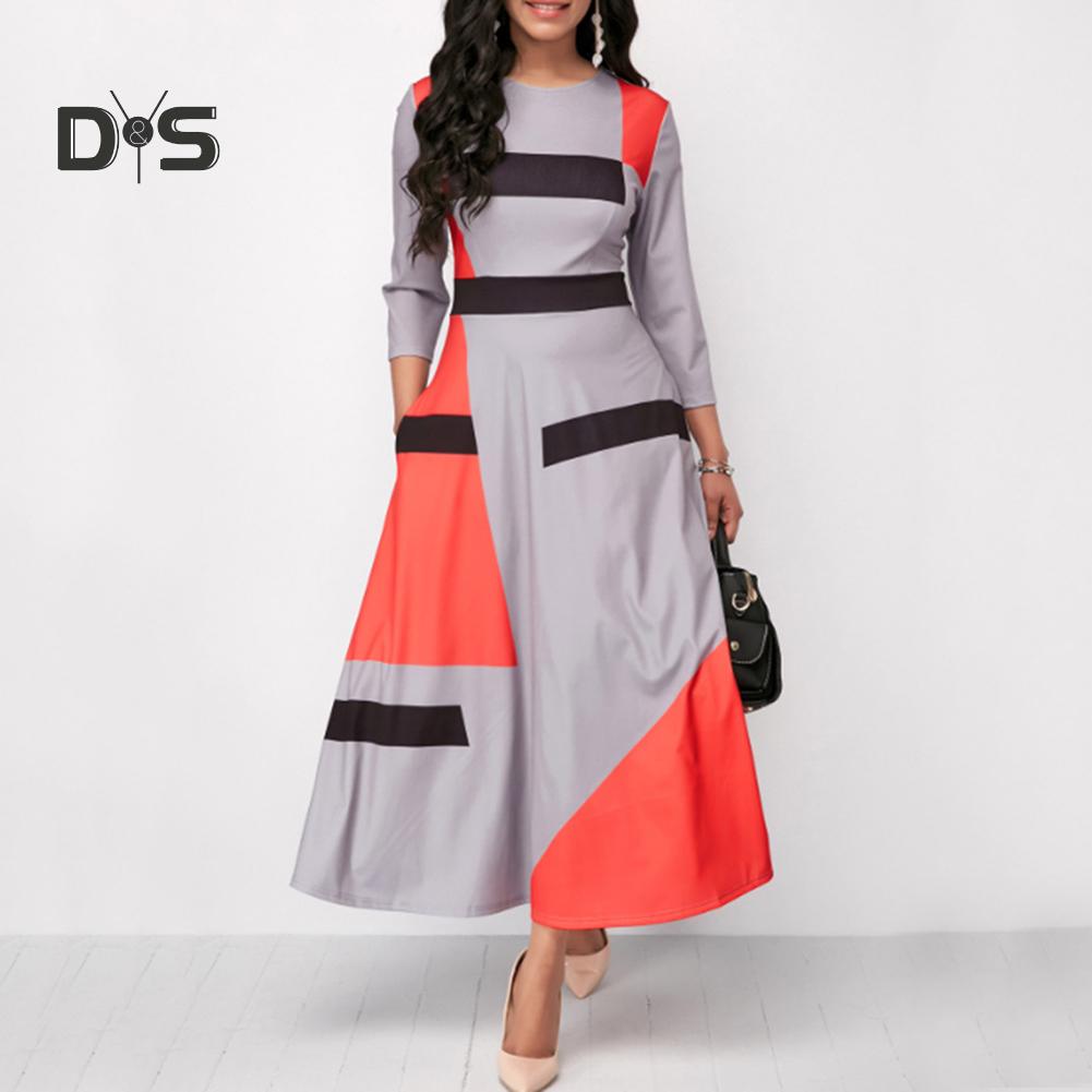 

Платье макси Diva Color Block в полоску с рукавами 3/4 и круглым вырезом XXL серый