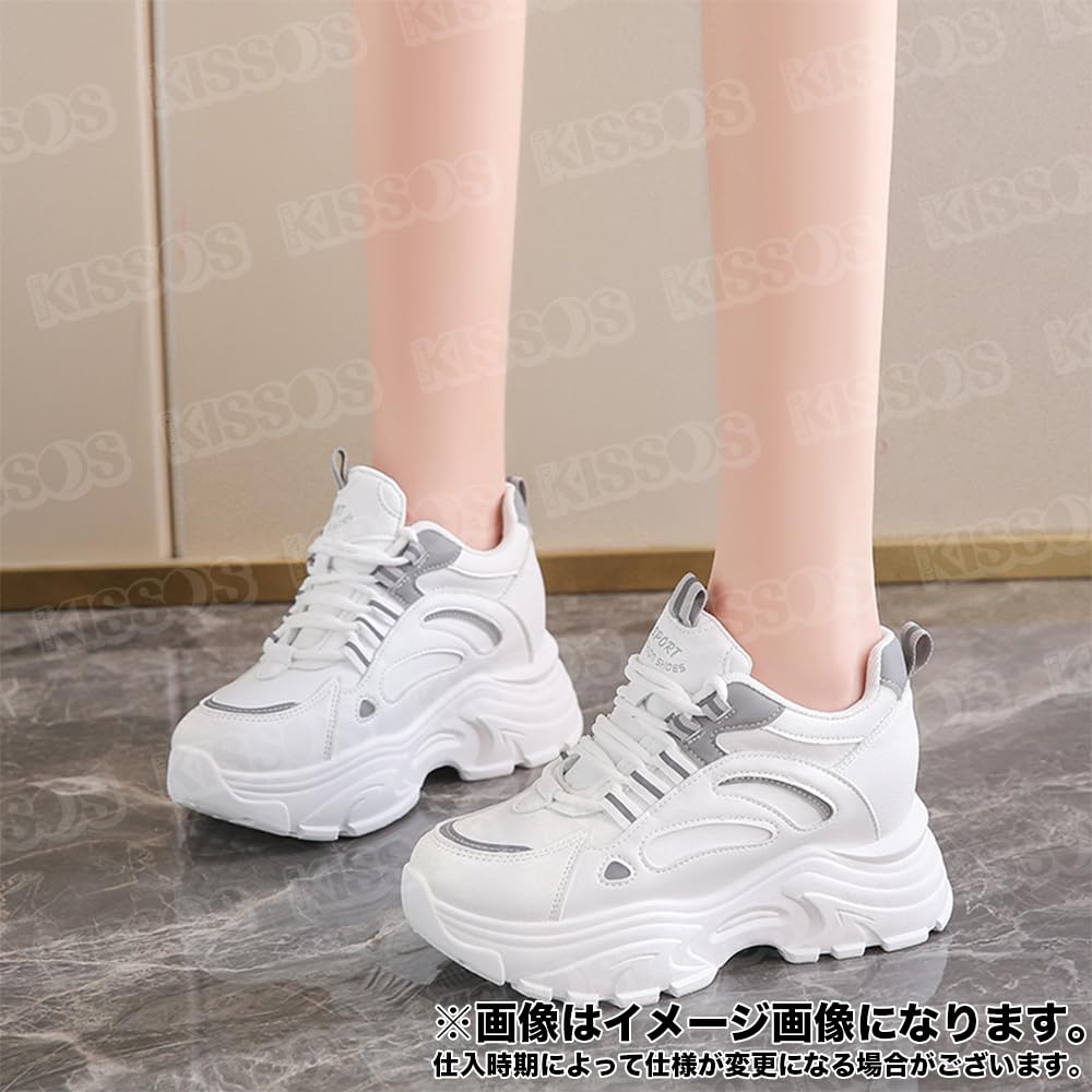 KISSOS Platform Sneakers with Perfect for and Outdoor Activities Size Women's Heels, Sports, Walking, Running, (Gray, 24.0cm (38))