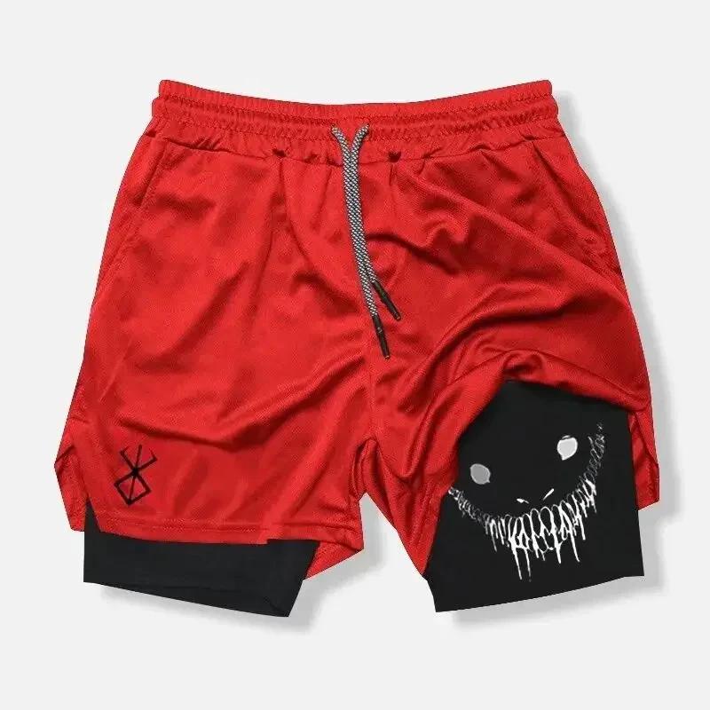 Berserk Smile Shorts Double-Layer Pants Boxing Muay Thai Kickboxing Training Japan Cartoon Animation 3D Print Gym Sport Workout Fitness Cosplay Unisex