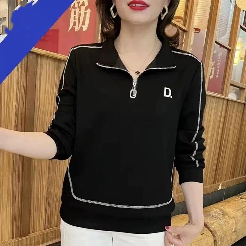 Women's Fashion Casual Spring Autumn Long Sleeve POLO Neck Blouses & Shirts