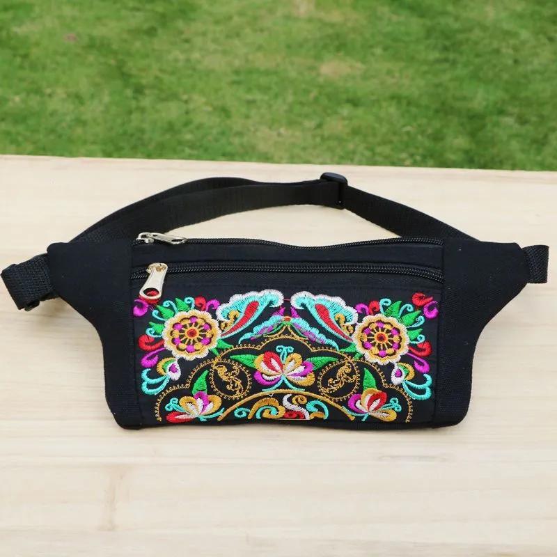 

WTEMPO Поясная сумка с вышивкой в ​​этническом стиле, многофункциональная сумка для хранения мобильного телефона большой емкости, женская спортивная нагрудная сумка, женские поясные сумки One Size