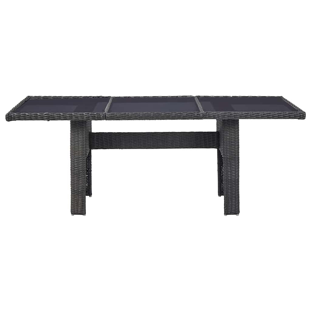 vidaXL Garten-Esstisch Schwarz 200x100x74 cm Glas und Poly Rattan