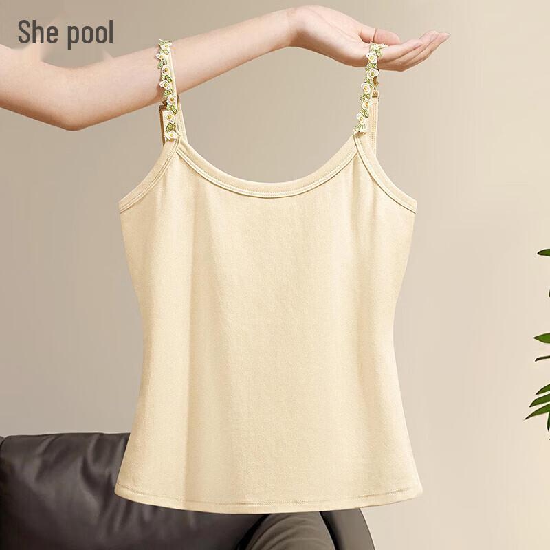 Women s Pastoral 3D Floral Slim Camisole Top L абрикосовый