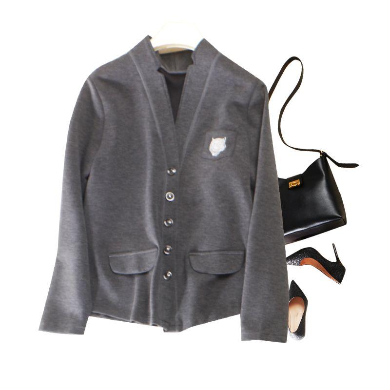 

Amount of Wai Trade Orders! Embroidered Tiger Head Composite Double-Layer Cotton Single-Breasted Baseball Uniform Outwear Female New Spring & Fall New Grey 3XL