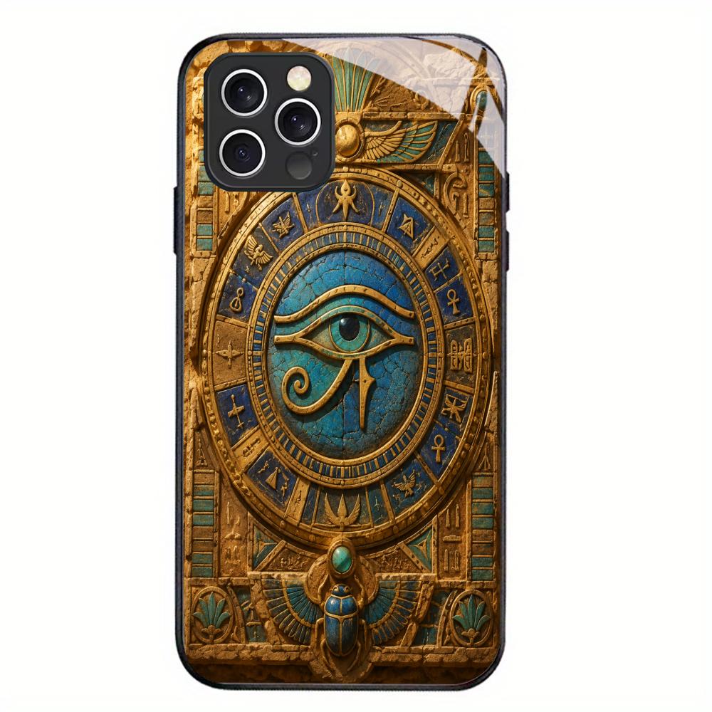 Mystic Eye Black Tempered Glass Phone Case For iPhone 17 16 Pro Max 15 Plus 14 13 12 Fingerprint Shockproof Hard Back Cover