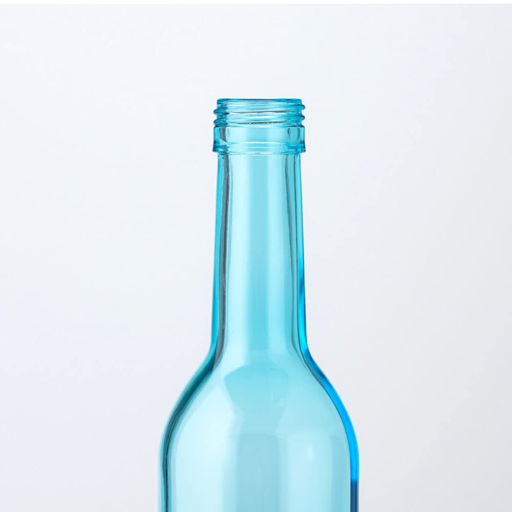 Slim Glass Wine Bottles, 500ml, Aqua Blue, Set of 3, Storage, Refillable, Made in Japan, GLASS BOTTLE BO500PGAS3