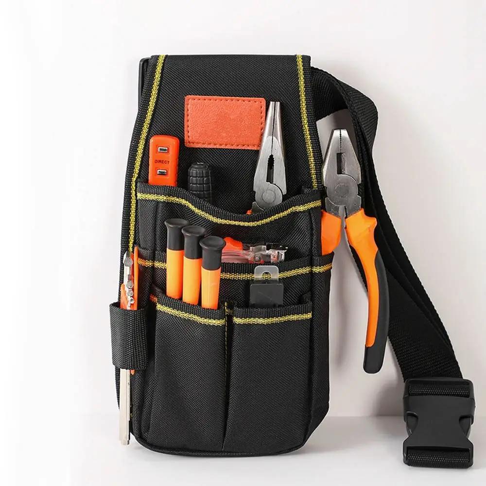 Waterproof Electrician Tool Bag Adjustable Thicken Waist Belt Pouch Multiple Pockets Wear-resistant Tools Storage Bag