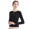 Damen Herbst/Winter Slim Fit Langarm Woll-Plus-Samt-Oberteil mit Rundhalsausschnitt