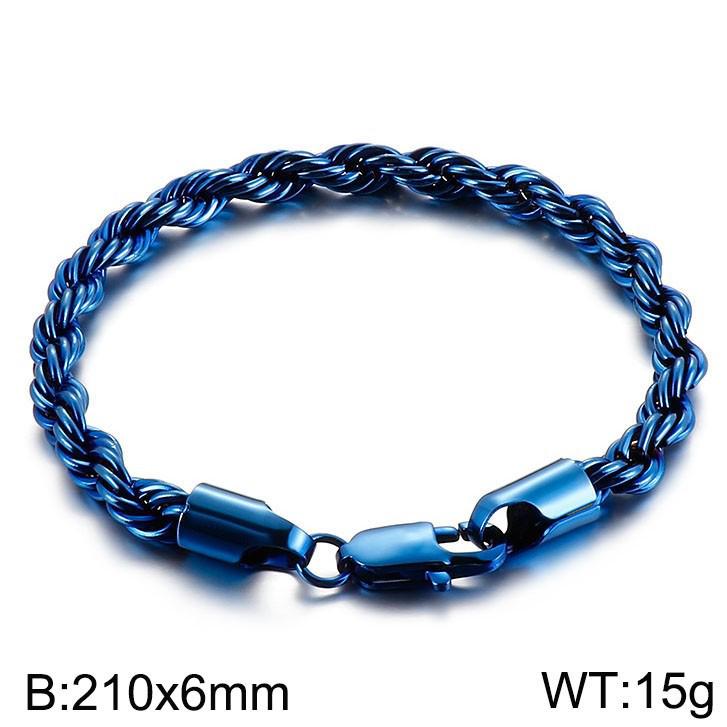 Herren 18k Vergoldetes Gedrehtes Seil Armband, 6mm Edelstahl, Schmuck im Hip-Hop-Stil.