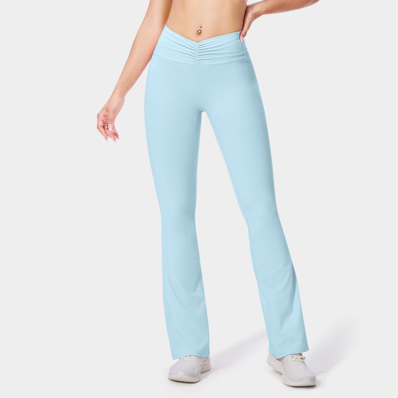 

Женские брюки для йоги с V-образным поясом и эффектом «персиковых ягодиц» – Эластичные, влагоотводящие расклешенные леггинсы Medium