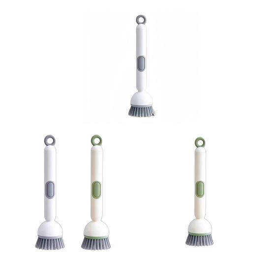 Cleaning Brush with Built-in Detergent Dispenser Adjustable Angle Rotating Scrub Function Wall Mount Kitchen Cleaning Scrubber